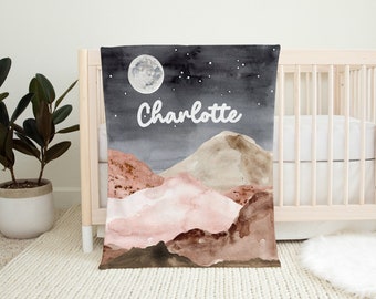 Personalized Minky Baby Blanket | Mountain Nursery Blanket | Nature Theme Nursery | Baby Shower Gift | Custom Nature Gift | Boho Blanket