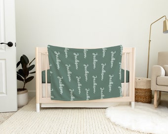 Sage Personalized Baby Name Minky Blanket | Baby Shower Gift | Custom Baby Blanket | Super Soft Name Blanket | First Birthday Gift