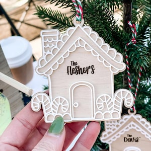 Custom Gingerbread House Ornament | Family Christmas Ornament | Cute Personalized Gift | Secret Santa Gift | Personalized Family Ornament
