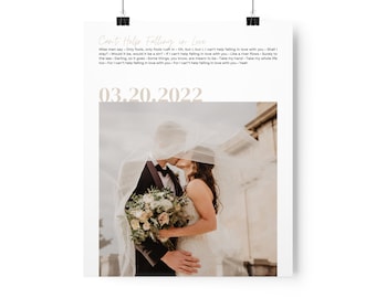 Custom First Dance Song Premium Matte Poster | Erster Jahrestag Geschenk | Songtext von Wedding Song | Paare Geschenk | Songtext Druck | Hochzeitsandenken