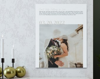 Custom First Dance Song Leinwand Gallery Wraps | Erster Jahrestag Geschenk | Songtext von Wedding Song | Paare Geschenk | Songtext Druck | Hochzeitsandenken
