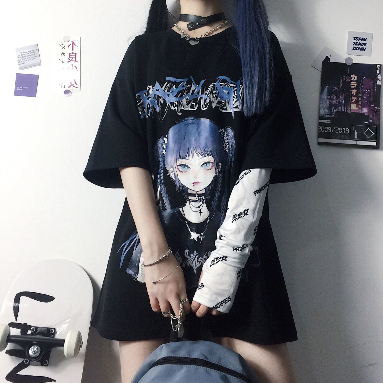 🖤 Emo T-shirt 🖤  Cenário anime, Anime