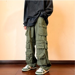 2023 Pants Y2k Cargo Corteiz Harajuku Hip Hop Print Multi Pocket Overalls  Punk Rock Wide Leg Oversized Streetwear ps