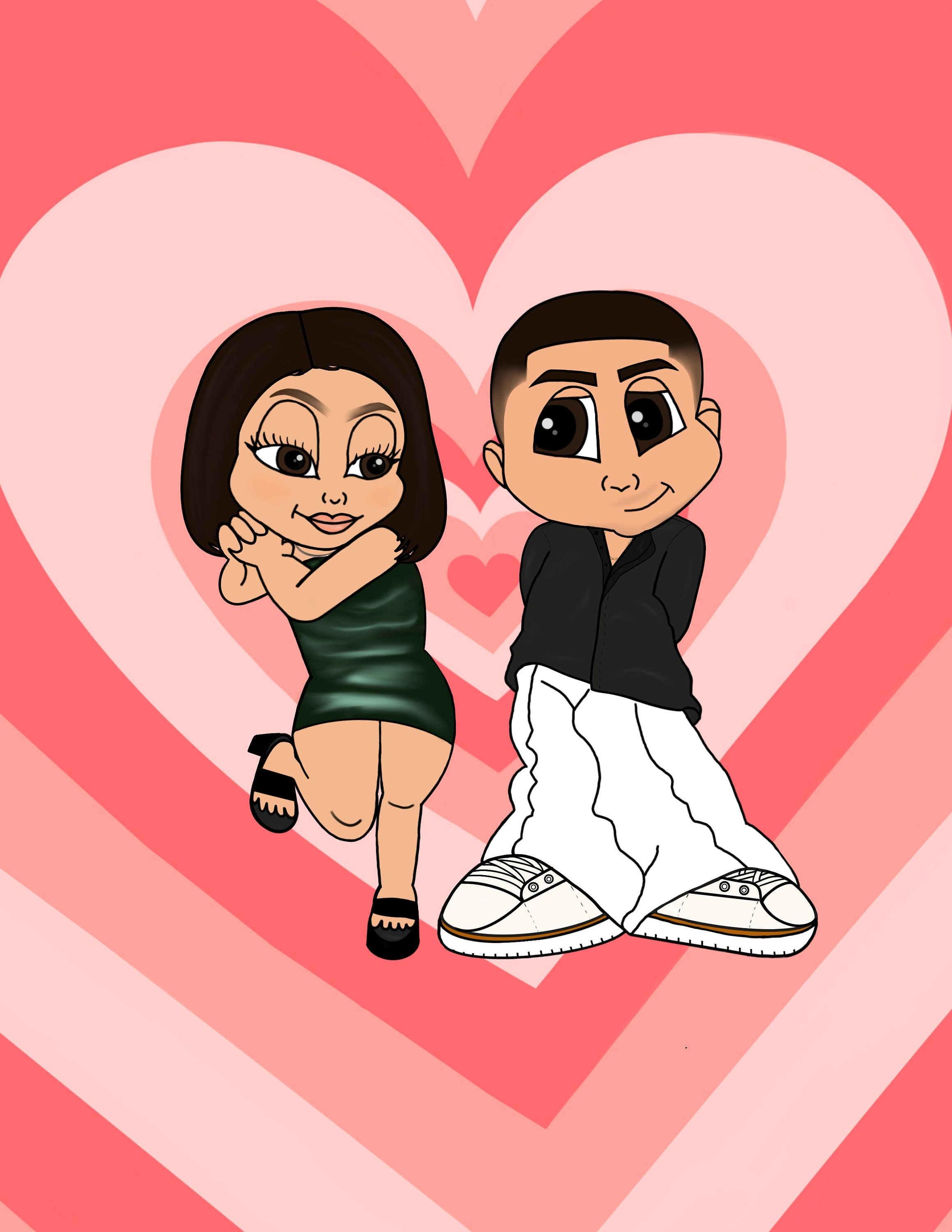 Couple Cartoon Digital Drawing Valentines Gift Birthday - Etsy Canada