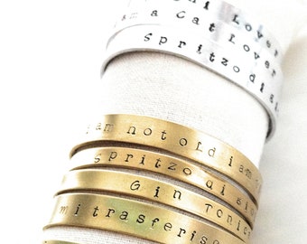Customizable women's and men's bracelets - hand-engraved unisex bracelets - aluminum bracelets - engraved women's brass bracelets