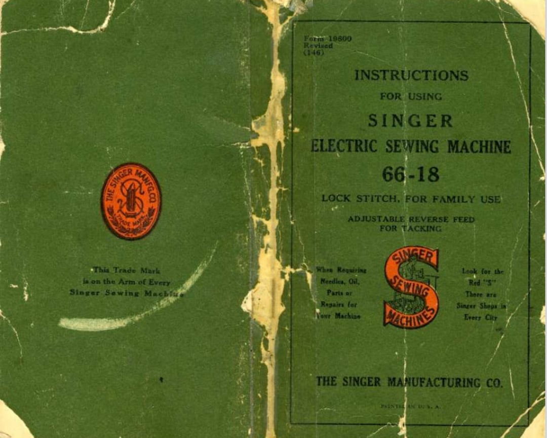 Singer 66-18 ELECTRIC Sewing Machine Digital Manual - Etsy