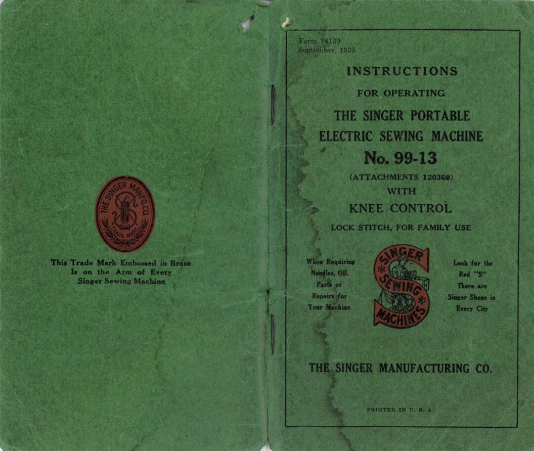 SINGER 9913 Vintage Sewing Machine Digital Manual Etsy