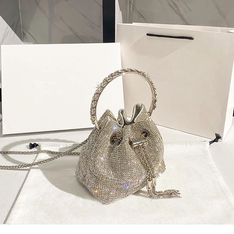 ファッション通販 Women's Evening Bag Full Rhinestones Bucket Bag Shining