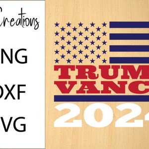 May include: Red, white, and blue American flag with the text "TRUMP VANCE 2024" in red and white letters.