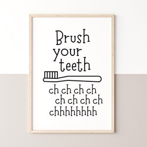 Brush your teeth | Digital Download | Bathroom Wall Art