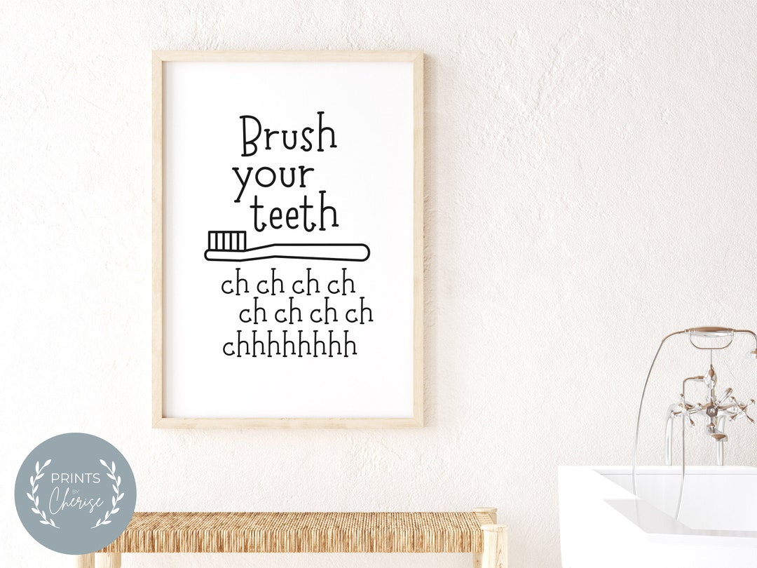 Brush Your Teeth Digital Download Bathroom Wall Art - Etsy