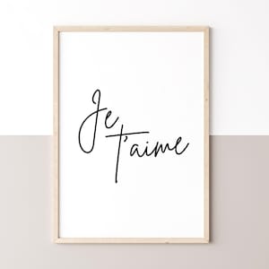JE T'AIME | Digital Art Print | French Expression | Minimalist Wall Art