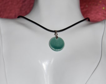 Turquoise ceramic pendant necklace with gift box