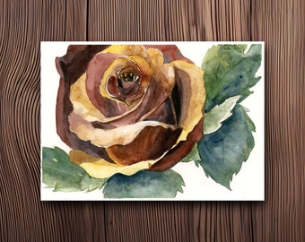 ORIGINAL- Watercolor Rose Illustration, Floral Botanical Painting, Nature Inspired Art