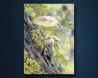 STAMPA - Illustrazione di funghi ad acquerello, pittura di funghi colorati, arte ispirata alla natura