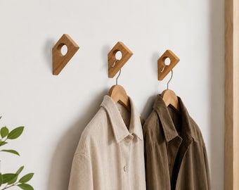 Set of 3 Custom Wall Mounted Coat Rack, Towel Hook, Wall Coat Rack, Modern Wood Clothes Hanger,Minimalist Entryway