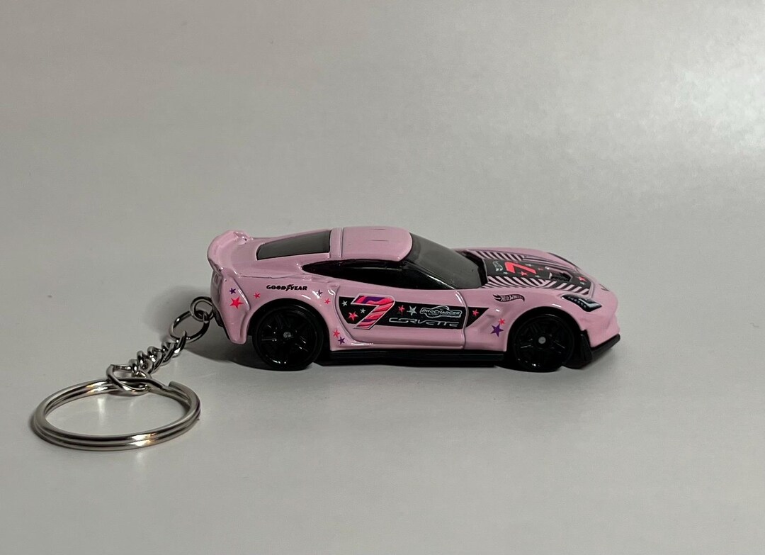 Hot Wheels Corvette(pink) Keychain - Etsy