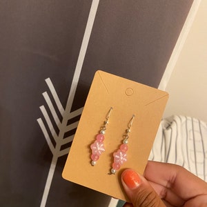 Pink flower earrings!