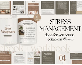 Stress Management Workbook | Burnout Prevention, Therapy Worksheets (Canva eBook)