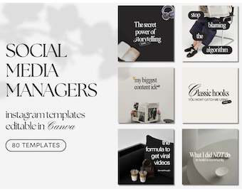 Instagram Post Templates | 80 Social Media Canva Designs (Digital Download)