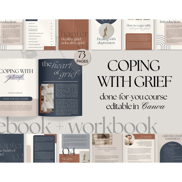 Coping With Grief Coach Workbook |  Done For You Course | Lead Magnet Ebook | Brandable Course | Life Coaching Tools | Workbook Template