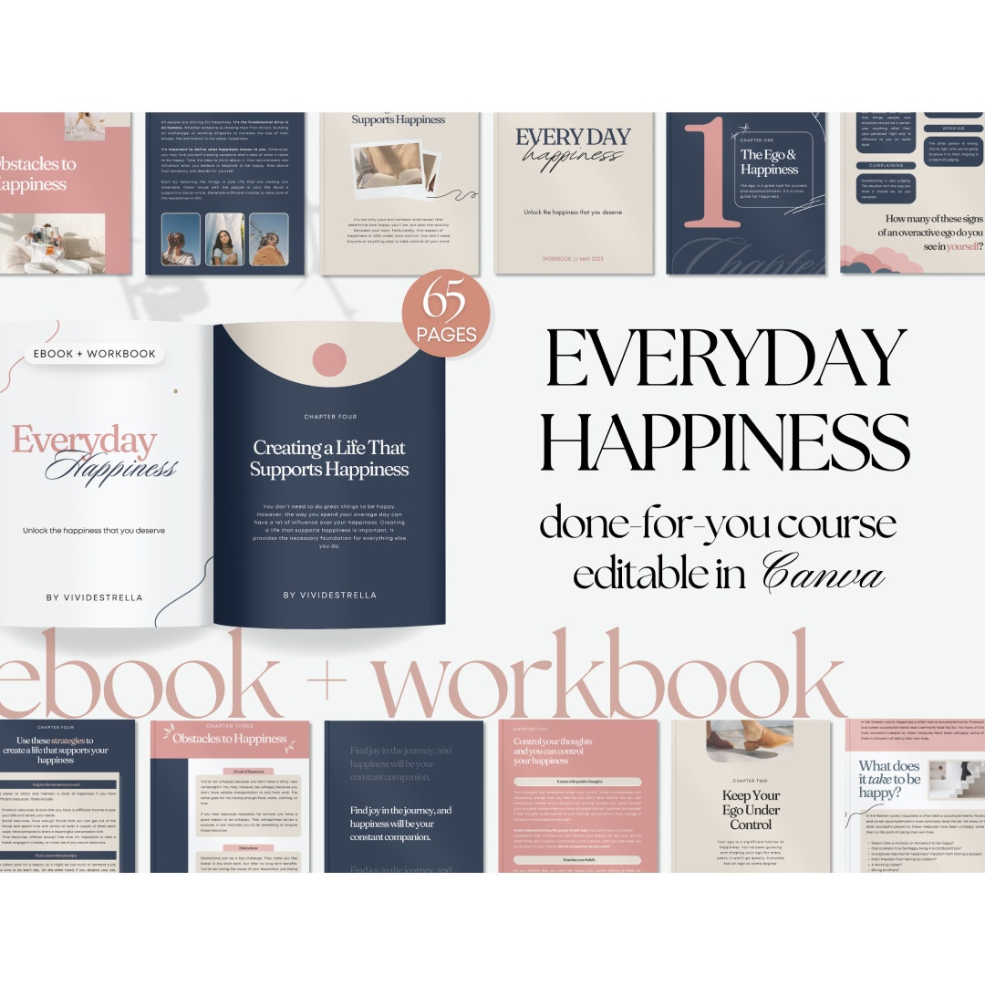 Happiness Coach Workbook | Done for You Course | Lead Magnet Ebook ...