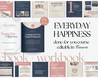 Happiness Coach Workbook |  Done For You Course | Lead Magnet Ebook | Brandable Course | Life Coaching Tools | Workbook Template
