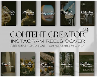 Dark Luxe Instagram Reels Covers | Canva Templates (Digital Download)