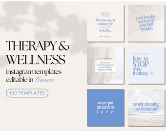 Therapy & Wellness Instagram Post Templates | Canva Editable (Digital Download)