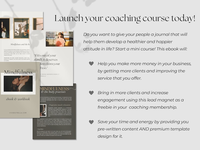 Mindfulness Coach Workbook | Done for You Course | Lead Magnet Ebook ...