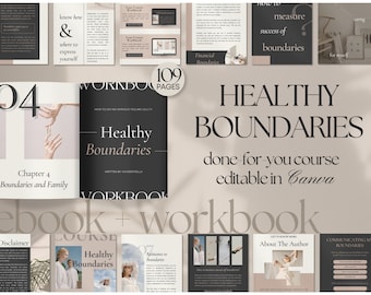 Done For You Course | Healthy Boundaries Workbook | Lead Magnet Ebook | Mental Health Worksheets | Coach Workbook Template |  Self Care