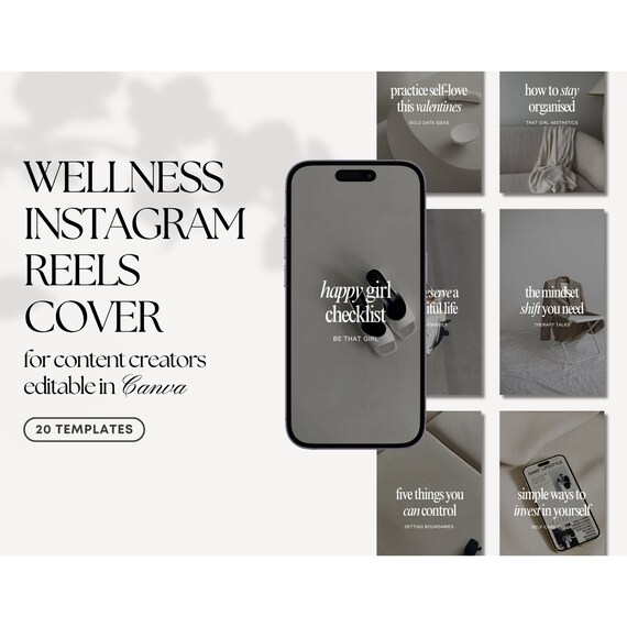Wellness Instagram Reel Covers | Canva Templates (Digital Download)