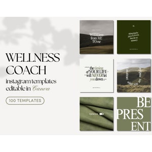 Wellness Instagram Post Templates | Self Care Instagram Templates | Wellness Coach | Health Coach | Mental Health Canva Template | Holistic