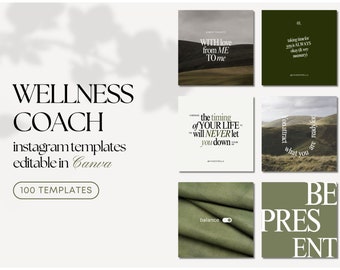 Wellness Instagram Templates | Self Care, Health Coach Canva (Digital Download)