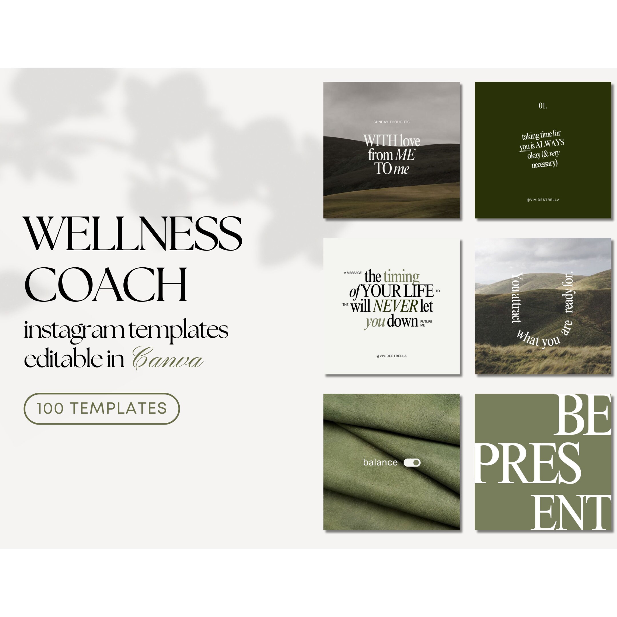 Wellness Instagram Templates | Self Care, Health Coach Canva (digital ...