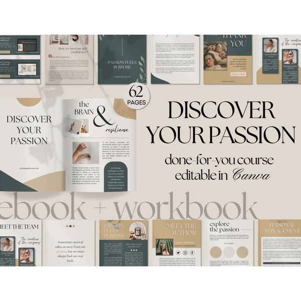 Discover Your Passion Coach Workbook |  Done For You Course | Lead Magnet Ebook | Brandable Course | Life Coaching Tools | Workbook Template