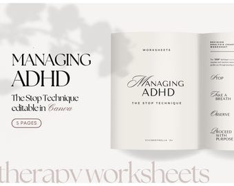 Folha de exercícios da técnica ADHD STOP | Caderno de exercícios de saúde mental (Download digital)