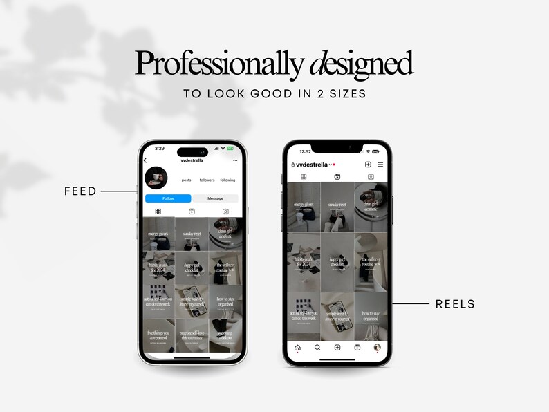 May include: A screenshot of a mobile phone displaying an Instagram feed and reels. The feed shows a grid of nine images with a variety of content, including photos of food, drinks, and lifestyle items. The reels section shows a single video of a person making a drink.