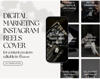 Instagram Reels Cover Template | Minimalist Design, 20 Editable Templates (Digital Download)