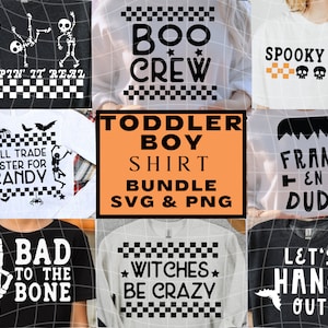 Halloween Boy SVG PNG Bundle for Shirt Funny toddler boy girl kids Spooky Season creepin it real Spooky Dude Checkered Trendy Digital File