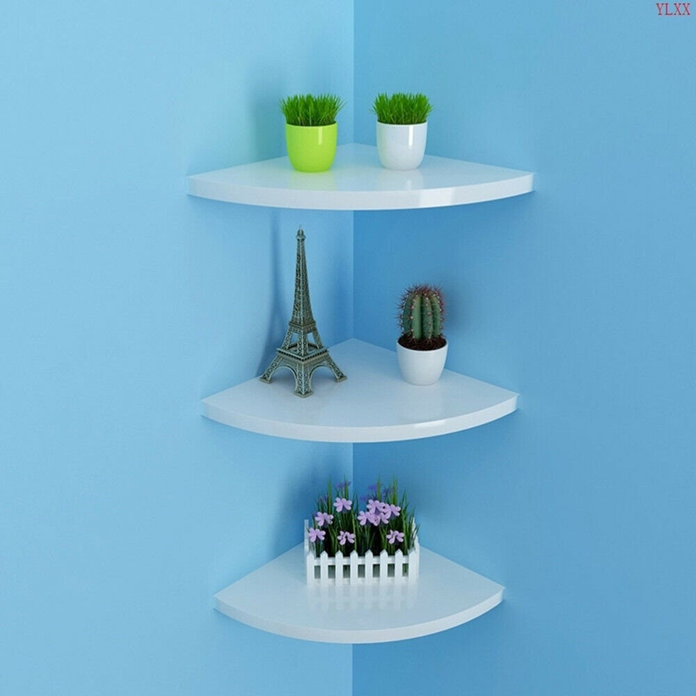 3 White Floating Corner Shelf 3 Kitchen Shelf 3 Solid Etsy Australia