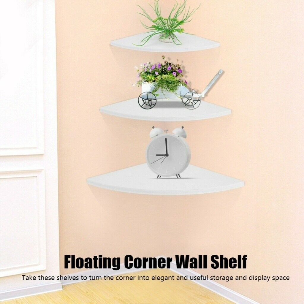 3 White Floating Corner Shelf 3 Kitchen Shelf 3 Solid Etsy Australia