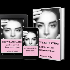 Brow Lamination ebook step by step guide, learn how to correctly do brow lamination, brow shape guide, downloadable brow guide