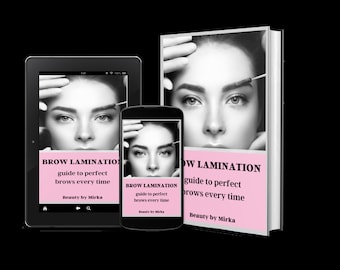 Brow Lamination ebook step by step guide, learn how to correctly do brow lamination, brow shape guide, downloadable brow guide