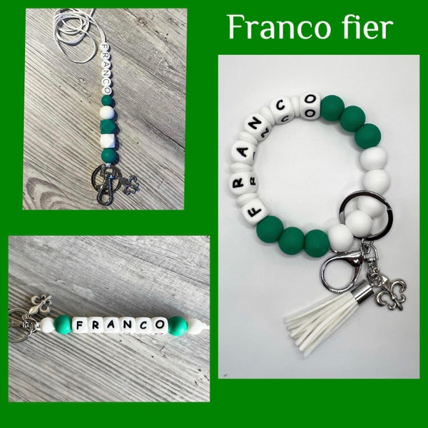 Porte-clé ou lanière Franco, fleur-de-lys, lanyard, wristlet, keychain