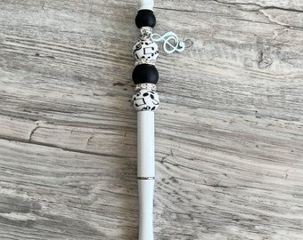 Metal Music Note Beaded Pen with Charm