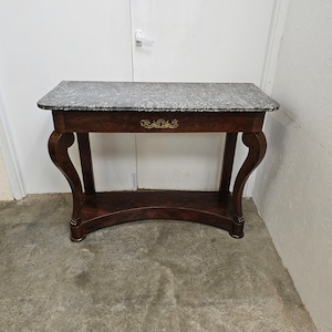 French Marble and Mahogany Side Table
