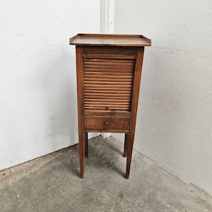 Panelled Walnut Tambour Nightstand