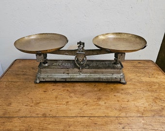 Antique French Brass and Iron Grocery Scales