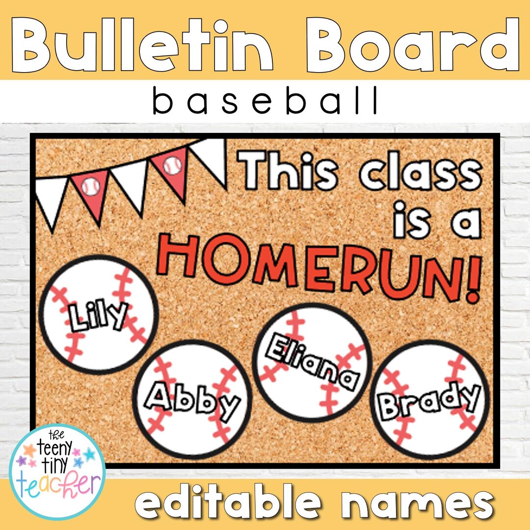 Classroom Bulletin Board Editable Set - Baseball Homerun - Etsy